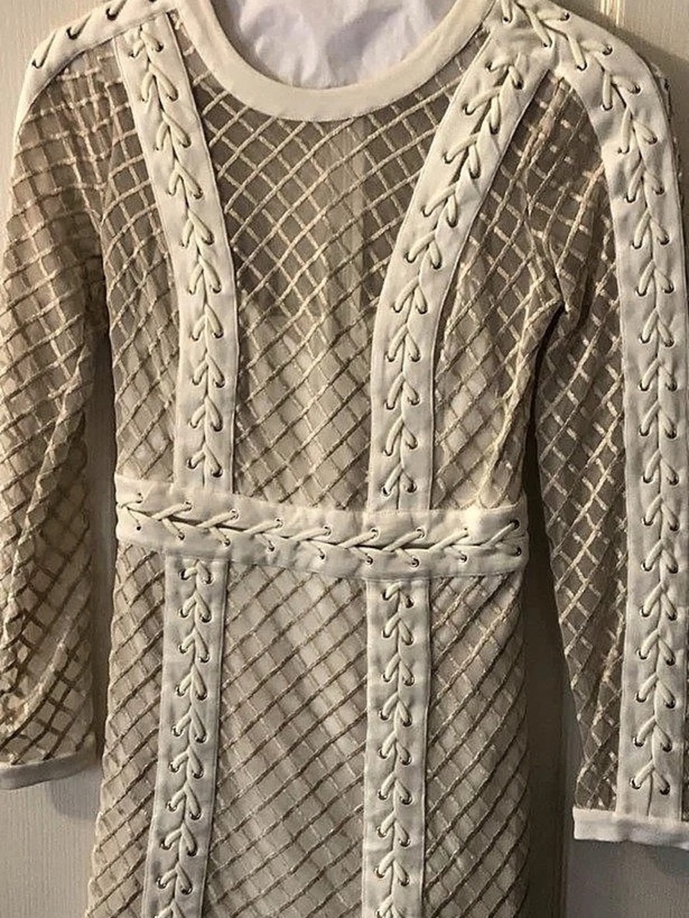Geometric Mini Dress in Cream Like New
